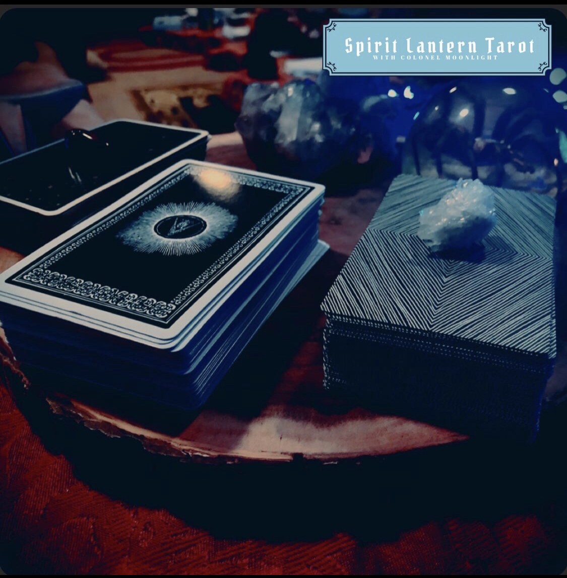 Tarot decks on the reading table
